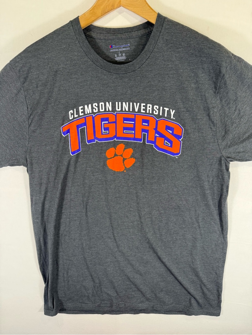 Champion Gray Clemson Tigers Logo Tee with Orange Paw